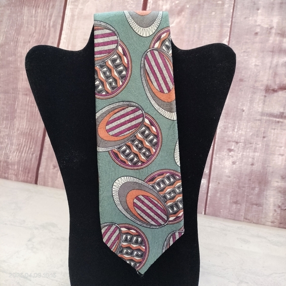 Robert Talbott Tie Best of Class for Nordstrom All Silk Green Geometric Necktie - Picture 1 of 9